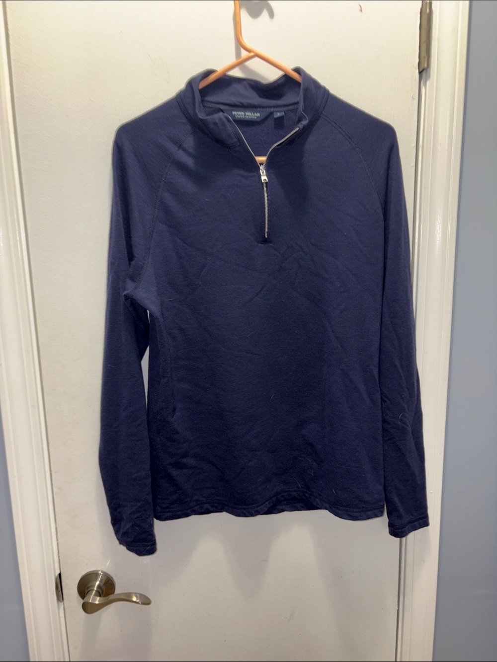 Peter Millar crown crafted pullover size small  Navy Half-Zip Pullover